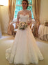 Ball Gown Long Sleeves Lace High Neck Chapel Train Wedding Dresses LBQW0022